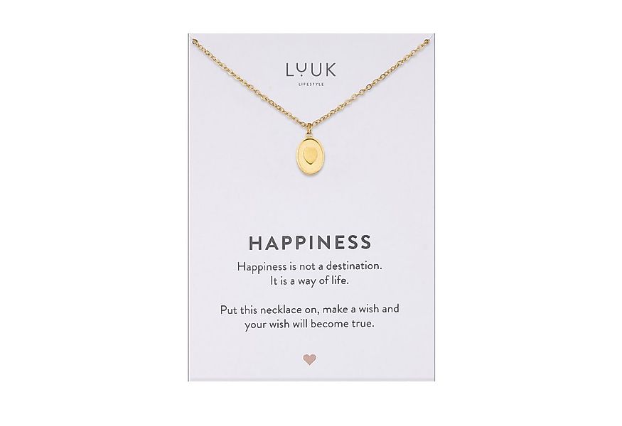LUUK LIFESTYLE Kette mit Anhänger Herz Medallion, mit HAPPINESS Spruchkarte günstig online kaufen