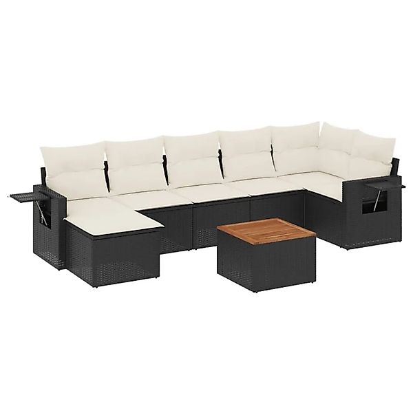 vidaXL 8-Tlg Garten-Sofagarnitur mit Kissen Schwarz Poly Rattan 3224670 günstig online kaufen