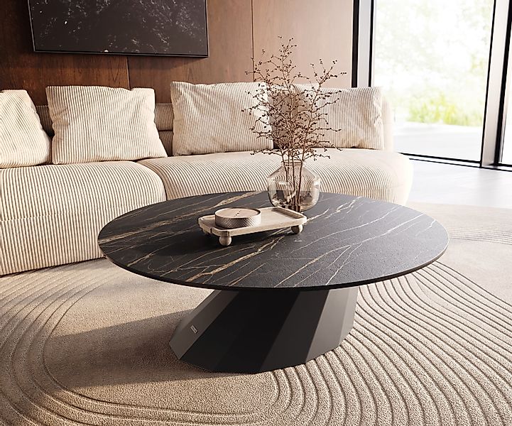 Couchtisch Edge Rund 100x100 cm Keramik Laminam® Noir Desir Braun Parabi Me günstig online kaufen