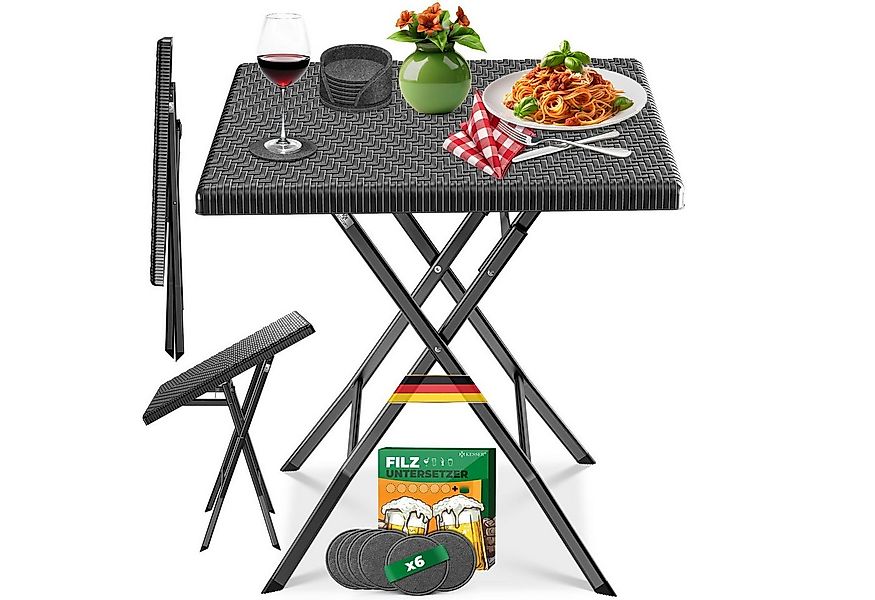 KESSER Bistrotisch Balkontisch klappbar (Gartentisch mit 6 Filz-Untersetzer günstig online kaufen