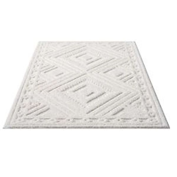 payé Teppich Nara-777 Hochflor 80x150 cm Pastell-Creme Rautenmuster günstig online kaufen