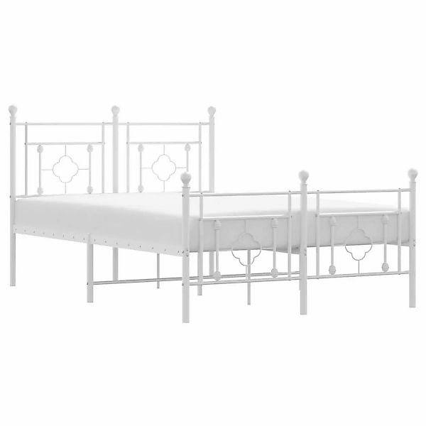 vidaXL Bettgestell mit Kopf- und Fußteil Metall Weiß 120x200 cm Modell 1319 günstig online kaufen