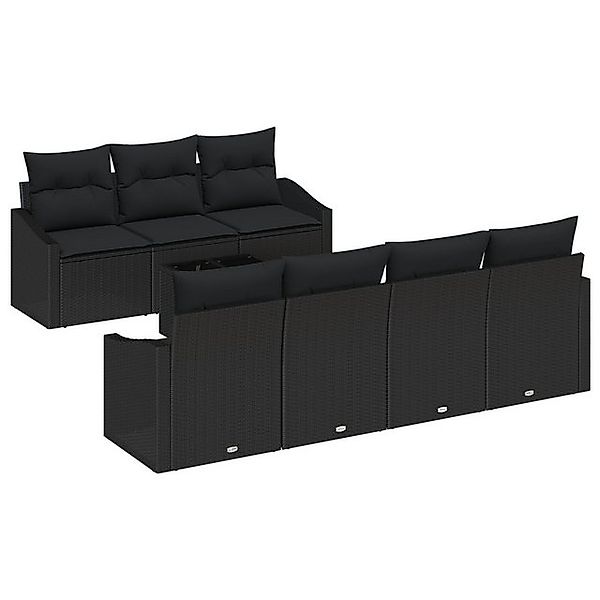vidaXL Loungesofa 8-teiliges Garten-Esszimmer-Set mit Kissen Schwarz Poly-R günstig online kaufen