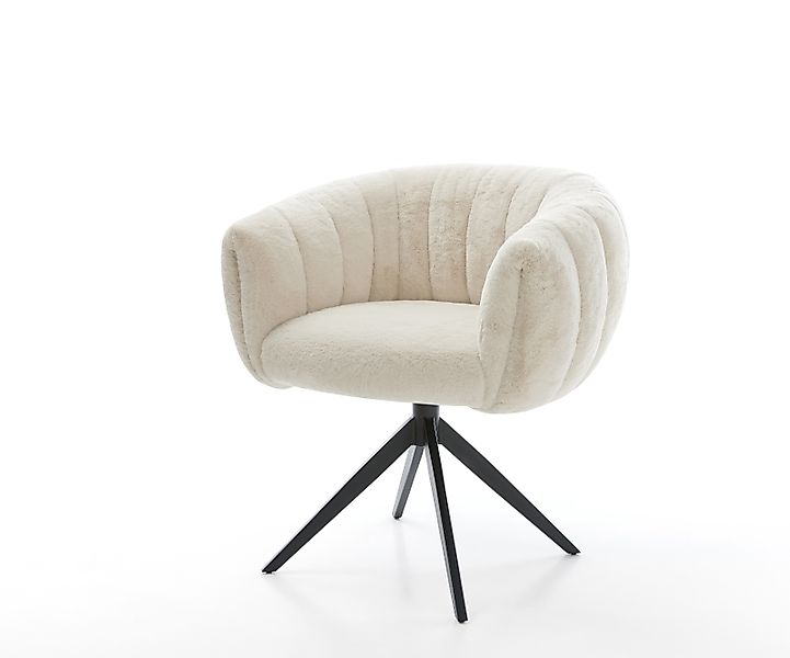 Drehstuhl Jada-Flex Plüsch Creme-Weiß Kreuzgestell breit Schwarz 360° drehb günstig online kaufen