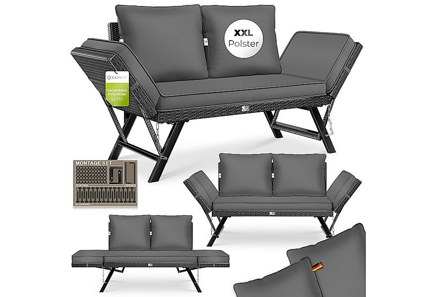 KESSER Gartenbank Polyrattan Gartensofa 4-in-1 mit Liegefunktion & Verstell günstig online kaufen