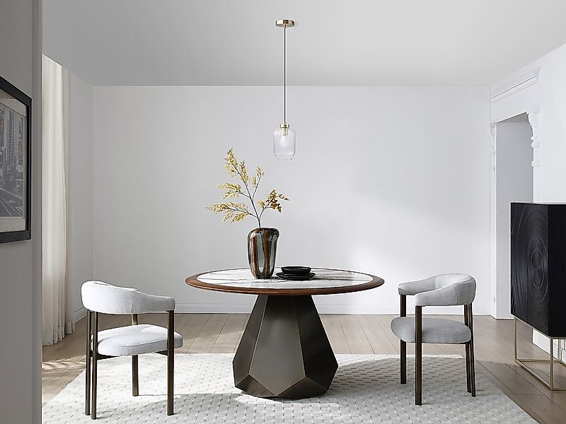 Hängelampe – gebürstetes Metall und strukturiertes Glas – Ø 14 x H 120 cm – günstig online kaufen