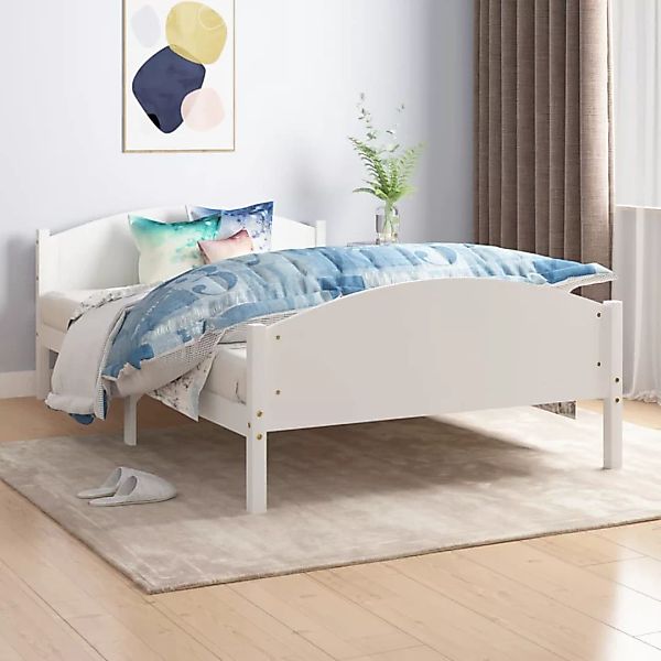 vidaXL Bettgestell Massivholzbett Weiß Kiefer 160x200 cm Doppelbett Bett Be günstig online kaufen