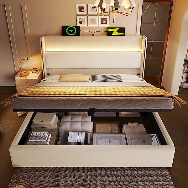 STILVORA Polsterbett 160x200 mit Matratze&Bettkasten,Stauraumbett Bettgeste günstig online kaufen