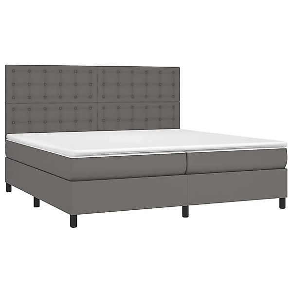 vidaXL Boxspringbett mit Matratze Grau 200x200 cm Kunstleder 3142867 günstig online kaufen