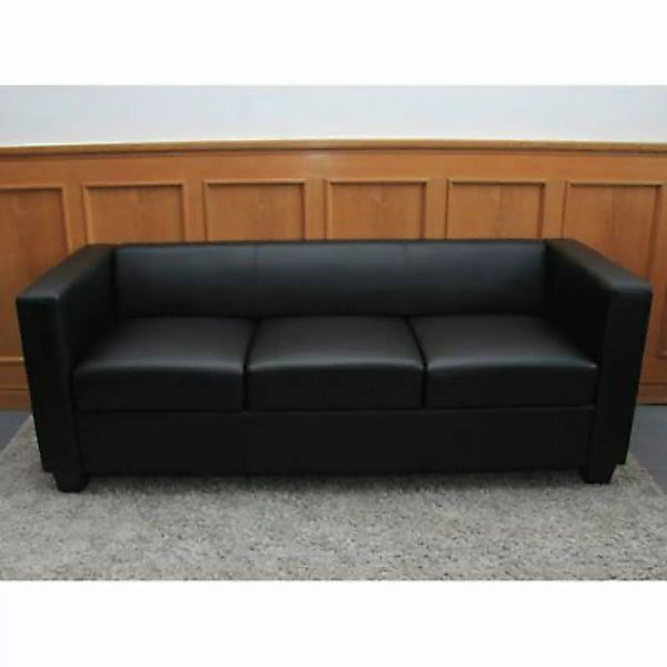 HWC Mendler 3er Sofa, Leder schwarz günstig online kaufen