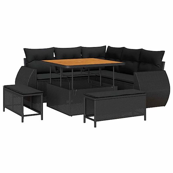 vidaXL Gartensofa-Set mit Kissen mit Kissen 8 Stk Schwarz Poly-Rattan 33638 günstig online kaufen