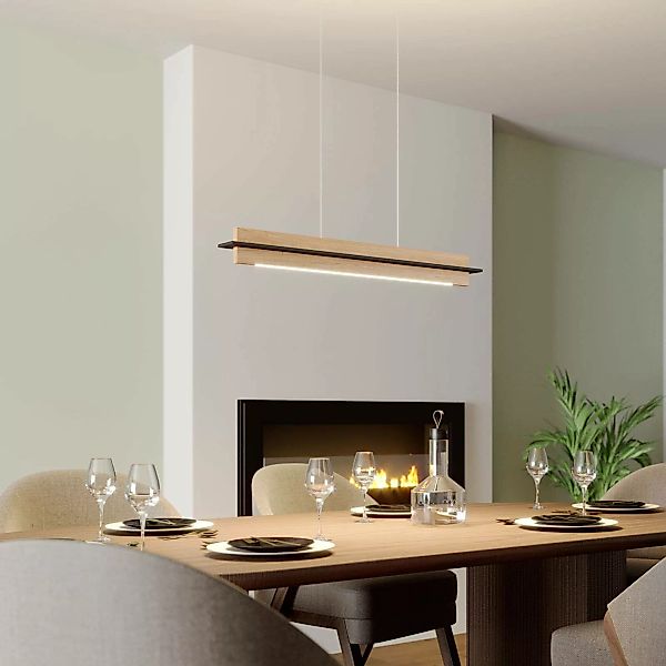 Rothfels LED-Pendellampe Lexa, eiche/schwarz, Länge 78 cm günstig online kaufen