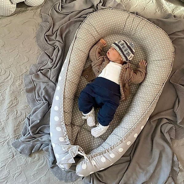 Loolay Bettnestchen Punkte/ Mini Pünktchen GRAU BAUMWOLLE Nestchen SETS, (S günstig online kaufen