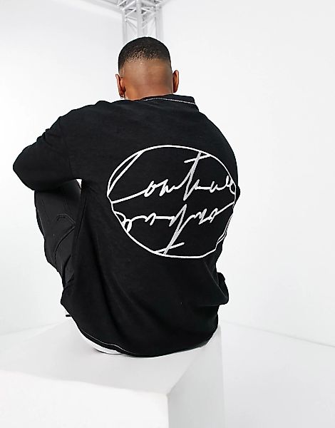 The Couture Club – Sweatshirt in Schwarz mit Rückenprint und Kontrastnaht, günstig online kaufen