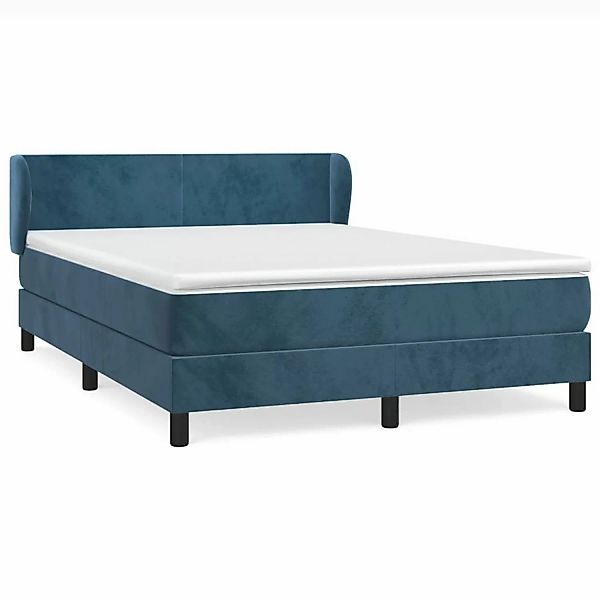 vidaXL Boxspringbett Boxspringbett mit Matratze Dunkelblau 140x200 cm Samt günstig online kaufen