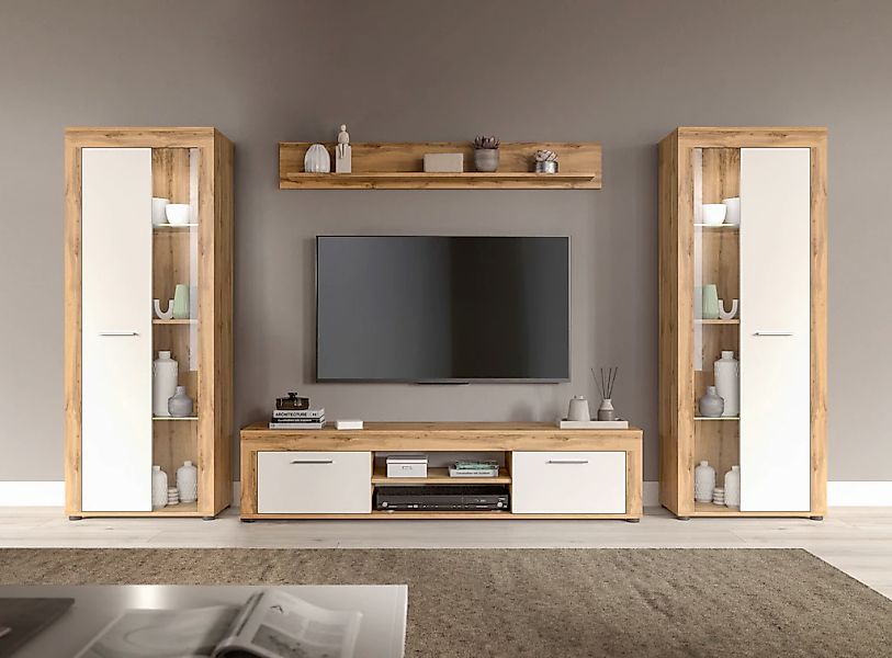 INOSIGN Wohnwand "Aosta, Breite 310cm, best. aus: 2x Vitrine, Lowboard, Wan günstig online kaufen