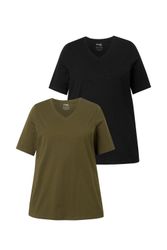 Ulla Popken T-Shirt T-Shirts 2er-Pack V-Ausschnitt günstig online kaufen