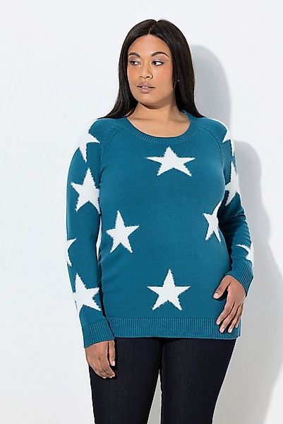 Ulla Popken Strickpullover Pullover Glitzersterne Rundhals Raglan-Langarm günstig online kaufen
