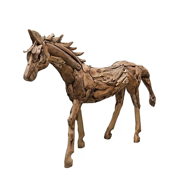 Dekofigur 60 cm hoch HORSE recyceltes Teakholz Braun günstig online kaufen
