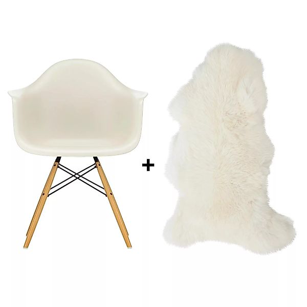 Vitra - Aktionsset Eames Plastic Chair DAW+Lammfell gratis - kieselstein/La günstig online kaufen