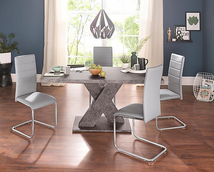 INOSIGN Essgruppe, (Set, 5 tlg.), mit 4 Stühlen und Tisch in Zement-Optik günstig online kaufen
