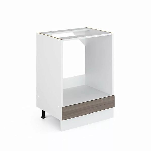 Livinity® Herdumbauschrank R-Line, Grau/Weiß, 60 cm, AP Eiche günstig online kaufen