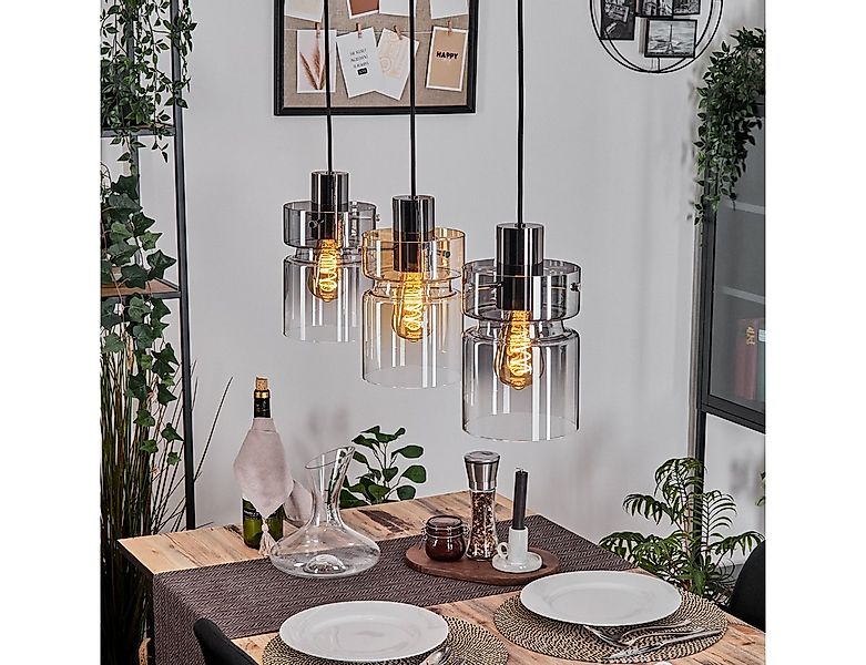 hofstein Hängeleuchte 3-flammige Hängelampe aus Metall/Glas in Chrom/Rauch/ günstig online kaufen