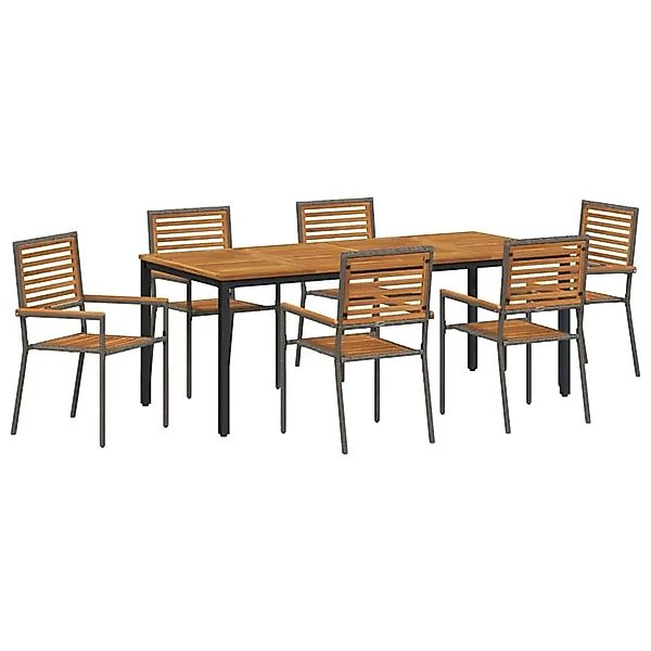 vidaXL Garten Essgruppe 7-Tlg Grau und Braun Poly-Rattan 3365506 günstig online kaufen