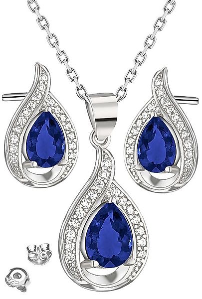 Limana Schmuckset 925 Silber blau Ohrstecker mit Halskette Anhänger Schmuck günstig online kaufen