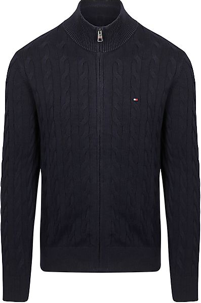 Tommy Hilfiger Strickjacke Zip Cable Navy - Größe XL günstig online kaufen