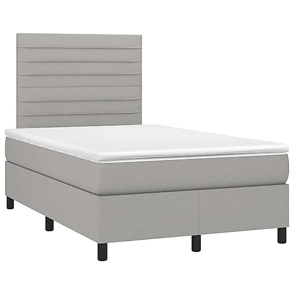 vidaXL Boxspringbett mit Matratze & LED Hellgrau 120x200 cm Stoff 3134941 günstig online kaufen