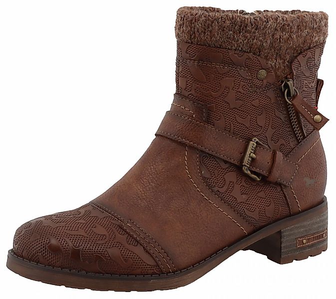 Mustang Shoes Winterstiefelette "Fabienne" Biker Boots mit Blockabsatz und günstig online kaufen