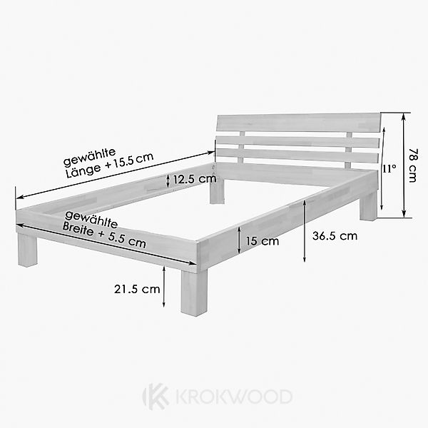 Krok Wood Massivholzbett Julia in Eiche günstig online kaufen