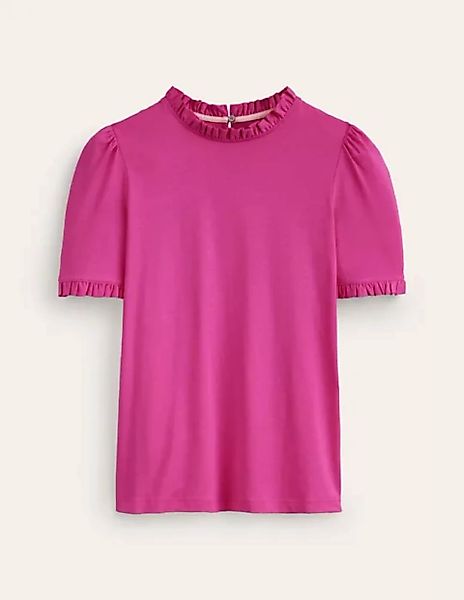Superweiches T-Shirt mit Rüschendetail Damen Boden, Magenta günstig online kaufen