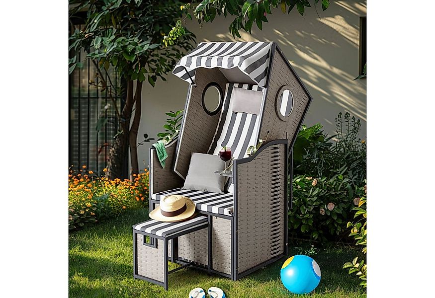 Wohnando Strandkorb Single Strandkorb "Kapitän", 80x73x158cm (BxTxH), (1-tl günstig online kaufen