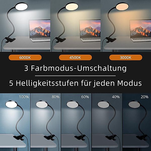 MUPOO LED Schreibtischlampe LED Klemmleuchte Clip-Licht,LED-Leselicht,Lampe günstig online kaufen