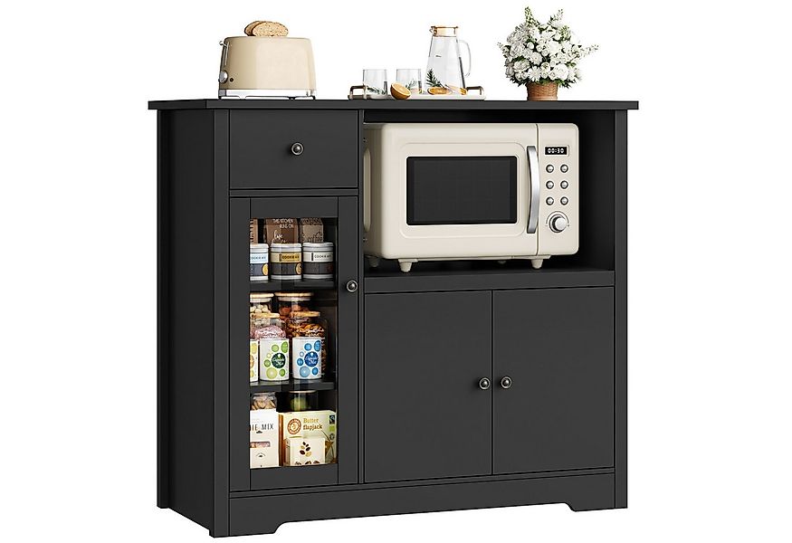 HOMECHO Buffet Küchenschrank weiß Mikrowellenregal mit Schubladen Ablagen günstig online kaufen