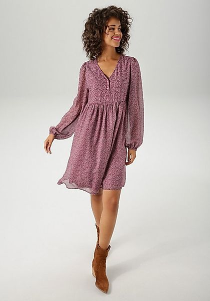 Aniston CASUAL Blusenkleid mit kleinem, grafischen Alloverdruck günstig online kaufen