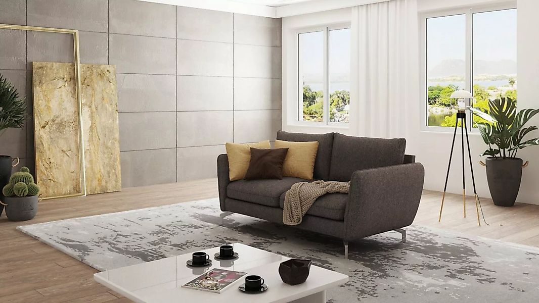 S-Style Möbel 2-Sitzer Modernes Sofa Benita mit Silber Metall Füßen, mit We günstig online kaufen