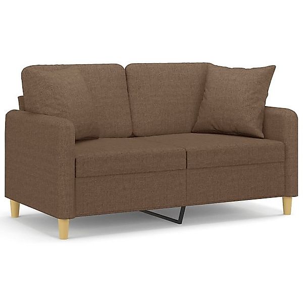 vidaXL Sofa, 2-Sitzer-Sofa mit Zierkissen Braun 120 cm Stoff günstig online kaufen