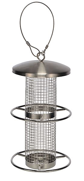 Spetebo Vogelhaus Edelstahl Vogelfutterhaus mit 2 günstig online kaufen