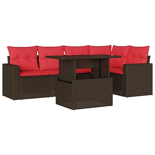 vidaXL 6-Tlg Gartensofa-Set mit Kissen Braun Polyrattan 3267264 günstig online kaufen
