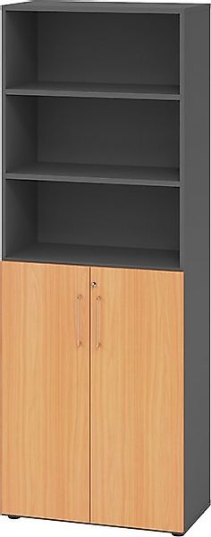 bümö Aktenschrank smart Kombischrank - 3 plus 3 Ordnerhöhen Dekor: Graphit/ günstig online kaufen