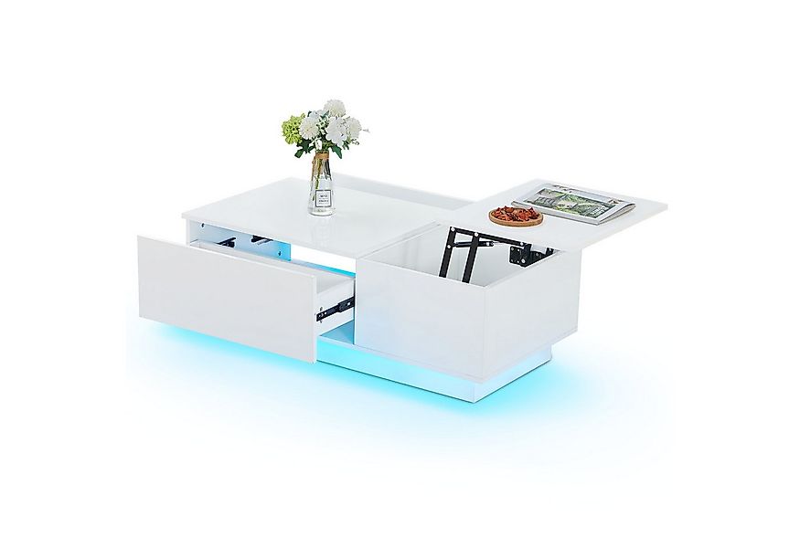 JYMTOM Couchtisch mit 2 Schuladen und klappbare Tischpaltte, moderner Sofat günstig online kaufen