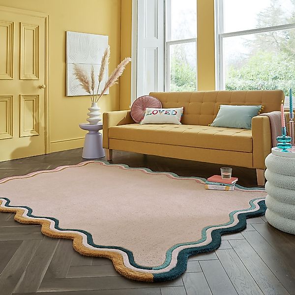 FLAIR RUGS Wollteppich »Leo Scallop«, rechteckig, 25 mm Höhe, Woll Border T günstig online kaufen