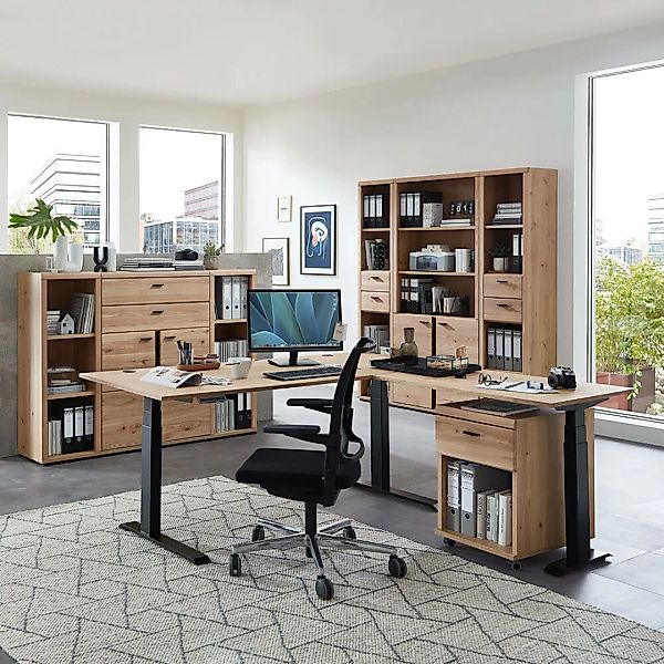 Büromöbel Set 8-teilig SARINA-36 mit höhenverstellbarem Winkelschreibtisch günstig online kaufen
