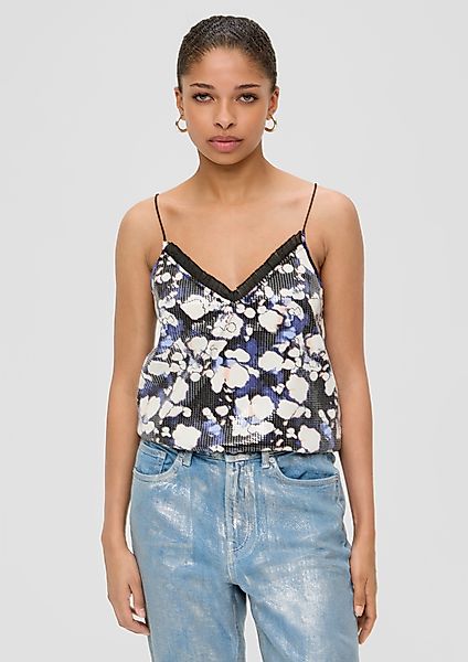 QS Blusentop Blusentop mit Spitze Pailletten günstig online kaufen