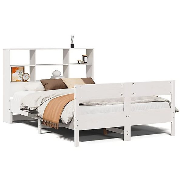 vidaXL Bett, Massivholzbett mit Regal ohne Matratze Weiß 140x190 cm Kiefer günstig online kaufen