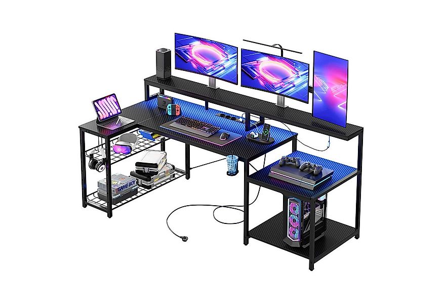 Bestier Gamingtisch 181 x 80 cm Computertisch, L-förmiger Schreibtisch (Gam günstig online kaufen