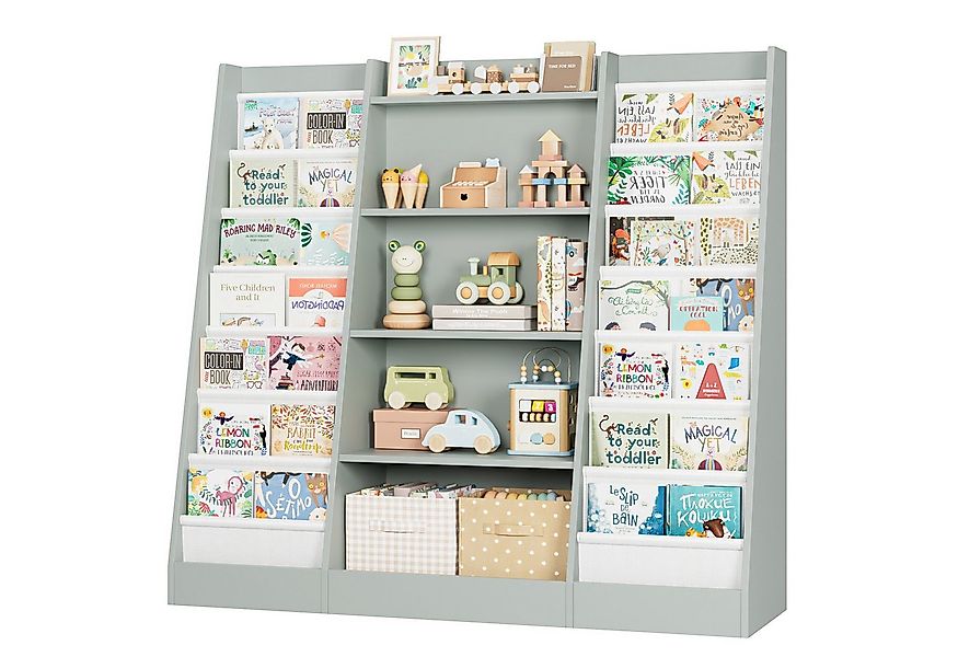 Homfa Bücherregal, Kinderregal mit 14 Ablagen Kinderbücherregal 129x120x35 günstig online kaufen